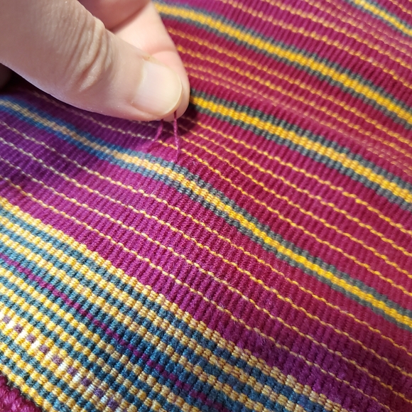 Vintage Handwoven Tribal Nigerian Kente Cloth Textile, Red Yellow Green - Picture 9 of 11